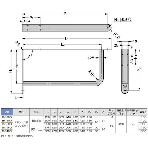SUGATSUNE ( スガツネ工業 )　（１２００３９２９４）ステンレス鋼製ブラケット ( BY-500 ) (メーカー取寄)_1
