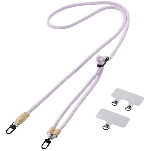 ELECOM スマホショルダーストラップ ストラップホールシート付属 丸紐タイプ 6mm ラベンダー ( P-STSDH2R06PU ) | 