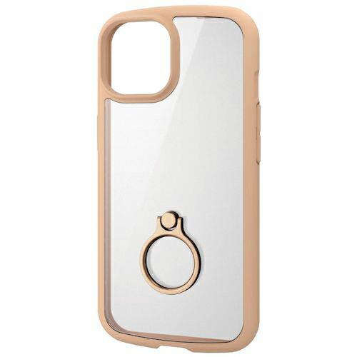 ELECOM iPhone15用タフスリムライトケース フレームカラー リング付 ストラップシート付 カフェオレ ( PM-A23ATSLFCRBE ) | 