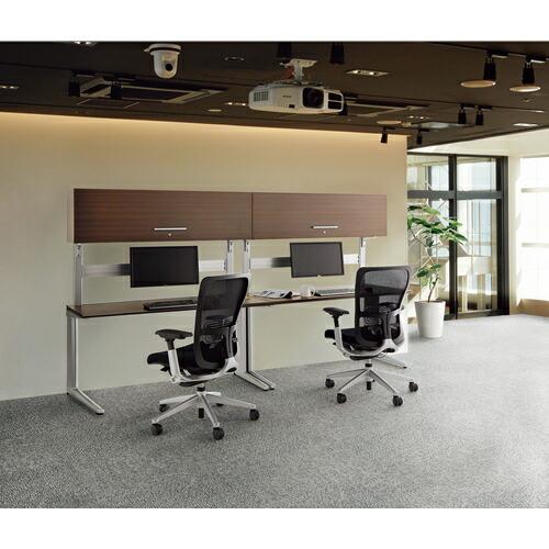 NAIKI 平デスク(上部ボックス付) トリアス TR型/天板・扉:ホワイト/脚