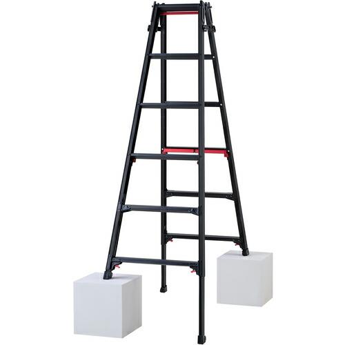 ハセガワ 脚部伸縮脚立 シャガマン ブラック 6段(10761) ( RYRB-18 ) | 