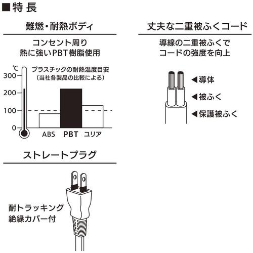 OHM 2m延長コード ストレートプラグ ホワイトEDLP22     ( HS-T12EDLP22 ) (株)オーム電機 |  | 01