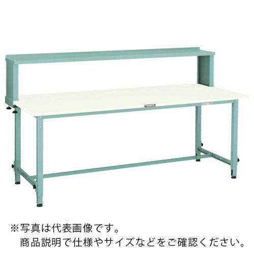 TRUSCO 軽荷重作業台高さ調節式(150kg)AEM型 900X600XH954~1254(全高) 上棚付 グリーン色 ( RAEM-0960YURB ) トラスコ中山(株) | 
