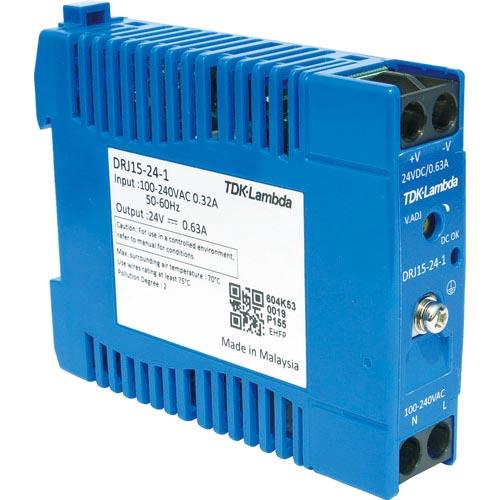 TDKラムダ DINレール取付専用ユニット型電源 DRJ 15W ブロック端子 ( DRJ15-24-1 ) TDKラムダ(株) | 