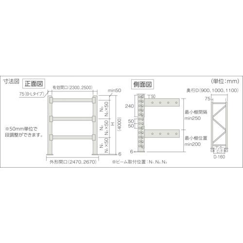 TRUSCO パレットラック 2トン W2500×D1000×H4000 3段 連結 ( 2D-40L25-10-3B ) |  | 01