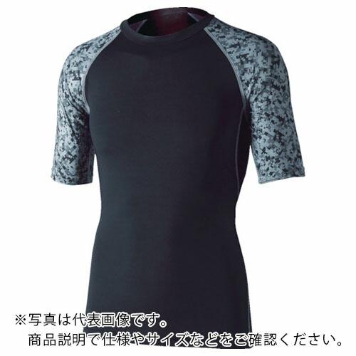 おたふく 冷感・消臭パワーストレッチ半袖クルーネックシャツ ブラック×迷彩 S ( JW-628-BK/ME-S ) おたふく手袋(株) | 