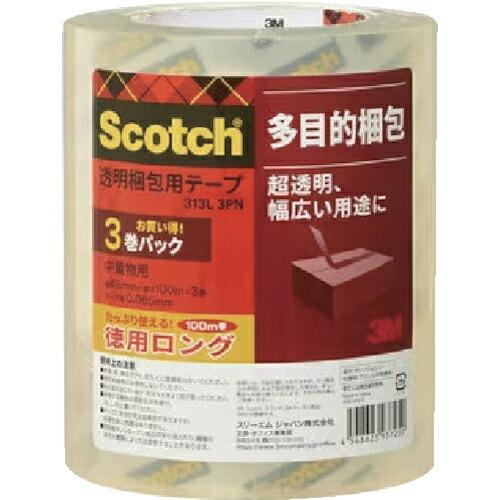 3M 透明梱包用テープ 48mmX100m 3巻パック ( 313L 3PN ) スリーエム ジャパン(株)文具・オフィス事業部 | 3M