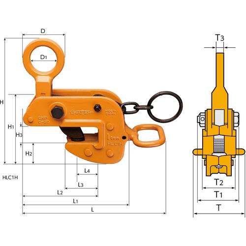 スーパー 横吊クランプ ロックハンドル式 細目仕様 基本使用荷重0.5t クランプ範囲0~25mm ( HLC0.5HN ) (株)スーパーツール |  | 01