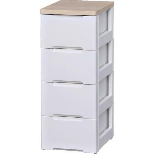 IRIS 250126 ウッドトップチェスト 4段 ホワイト/ペアー ( HG-324-WH ) | 