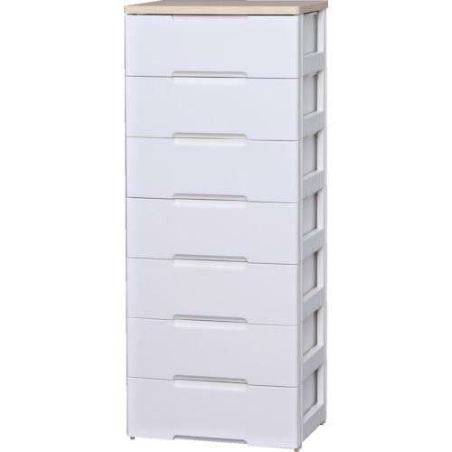 IRIS 250133 ウッドトップチェスト 7段 ホワイト/ペアー ( HG-557-WH ) | 