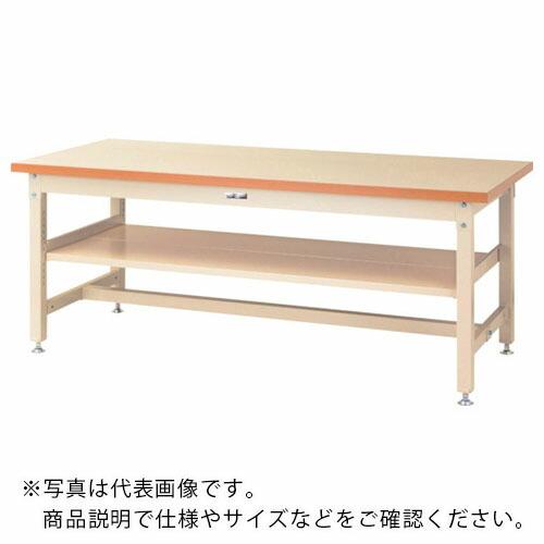 ヤマテック 重量作業台 ワークテーブル スーパータイプ 中間(全面)棚板付 1200×750×H740mm ヤマテックアイボリー ( SSM-1275S2-II ) (メーカー取寄)