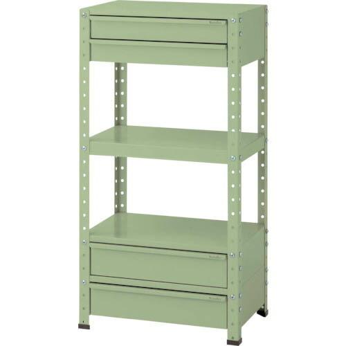 ヤマテック ( 山金工業 )　スペシャルワゴン　固定式　キャビネット深型１段×２個、浅型２段×１個　ヤマテックグリーン ( W6H-SBM2-G ) (メーカー取寄)