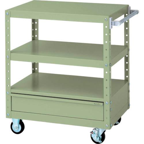 ヤマテック スペシャルワゴン W750×D500 移動式 キャビネット深型1段×1個グリーン ( W7CU-BM-G ) 山金工業(株)