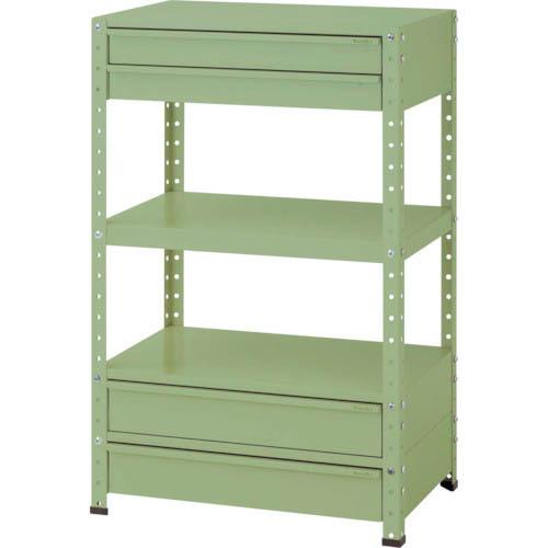 ヤマテック スペシャルワゴン 固定式 キャビネット浅型2段×1個、深型1段×2個グリーン ( W7H-SBM2-G )