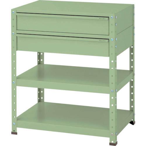 ヤマテック スペシャルワゴン W750×D500 固定式 キャビネット深型1段×2個グリーン ( W7-M2-G )