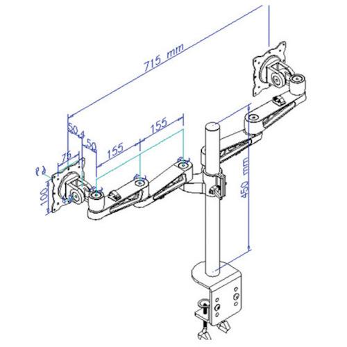 サンコー 8軸式スウィベルデュアルモニタアーム2 ( MARM7260S ) サンコー(株) (メーカー取寄) |  | 01