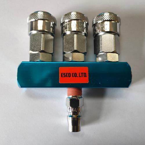 エスコ (ESCO)  EA140DK-3A 3連 エアーカップリング(ワンプッシュ型) EA140DK-3A (2台セット) | 