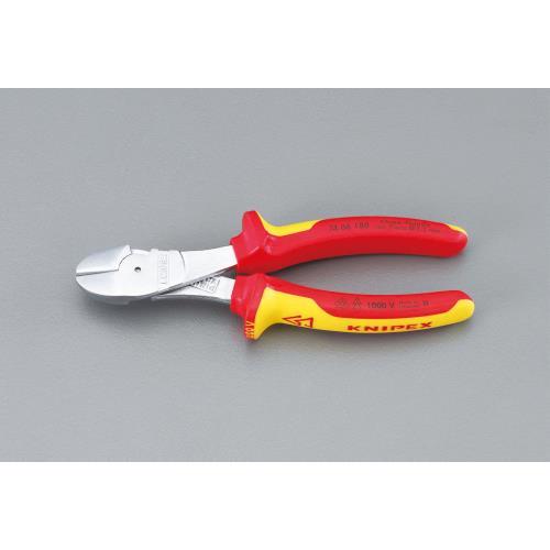 エスコ (ESCO)  EA536KF-3 180mm 強力型ニッパー・絶縁(グリップ付/メッキ) EA536KF-3 | 