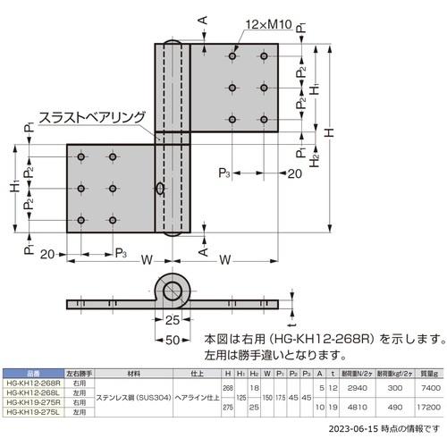 SUGATSUNE (170090454)Rステンレス鋼製ウルトラ大型旗蝶番 ( HG-KH12-268 )_1