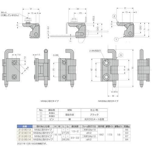 SUGATSUNE (170200381) /180°開き抜き差し蝶番 開き角度180° ( 212-9014 ) スガツネ工業(株) |  | 01