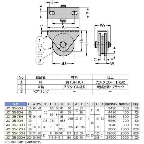 SUGATSUNE (200024807)重量用戸車 ( JC135-150H ) スガツネ工業(株) |  | 01