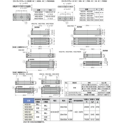 SUGATSUNE ( スガツネ工業 ) (260012997) 電磁石式電気錠マグナロック ( M62-BDM )_1