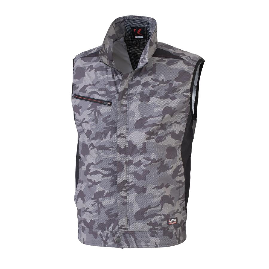 サンエス カンサイカモフラ空調風神服Rベスト  ( K1009+2グレー+LL ) | 