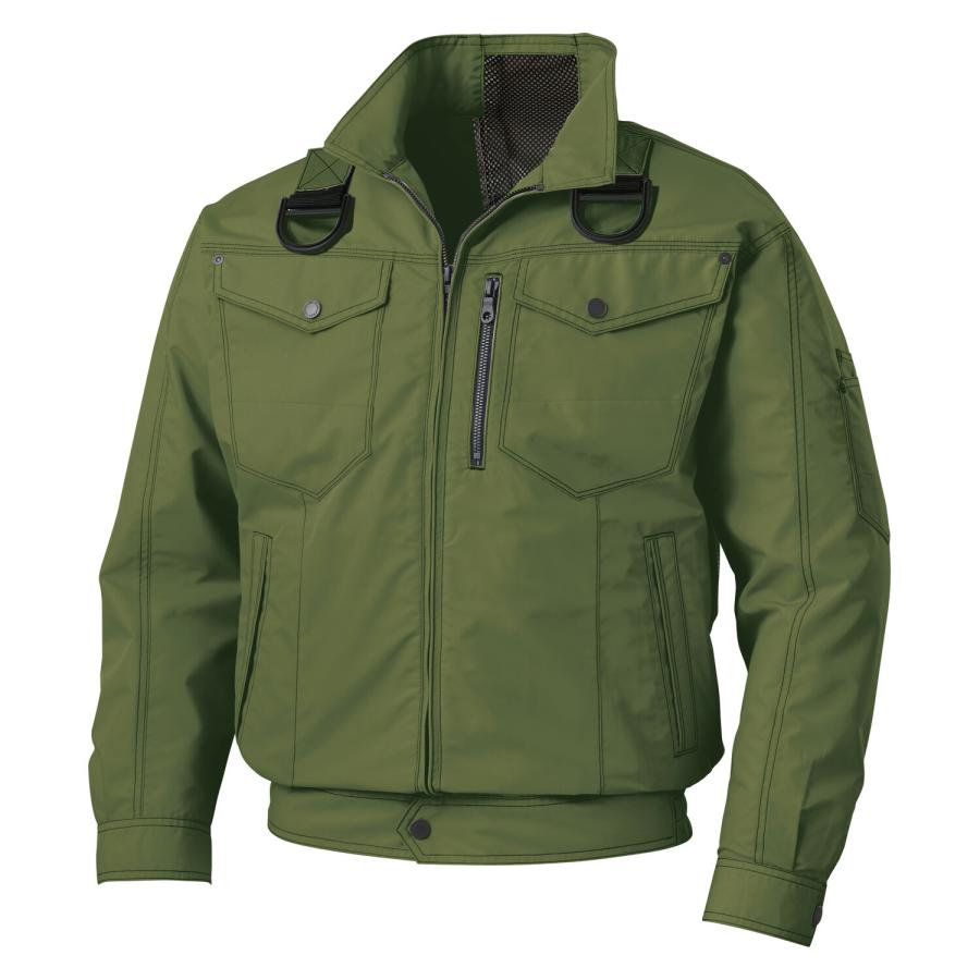 サンエス　空調風神服Rフルハーネス用長袖ブルゾン+デバイスセット　 ( KF95100G+47ディープグリーン+M + RD9291J + RD9210HN ) | 