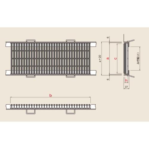 カワグレ　ゴムグレみぞぶた/グレーチングのみみぞ幅(?)250mm ( 4GMI25-2.5(グレーチングのみ) ) | 