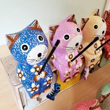 ネコ 釣りネコ バリ雑貨 猫の置物 お座りねこ アジアンインテリア 釣り堀猫 アジアン雑貨|orangutan2019|04