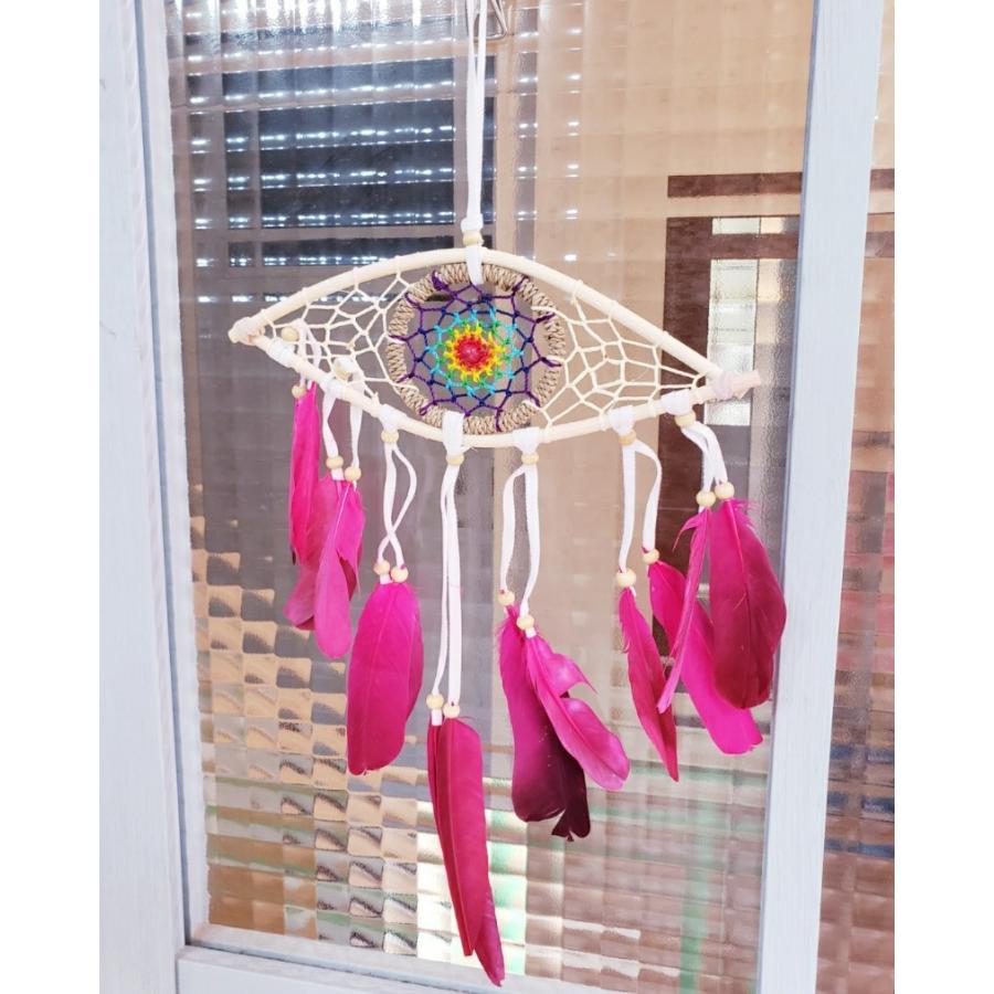 ドリームキャッチャー レザー アイズ ピンク ラスタ レインボー フェザー アジアン雑貨 魔除け お守り エスニック Orangutan オランウータン 通販 Yahoo ショッピング