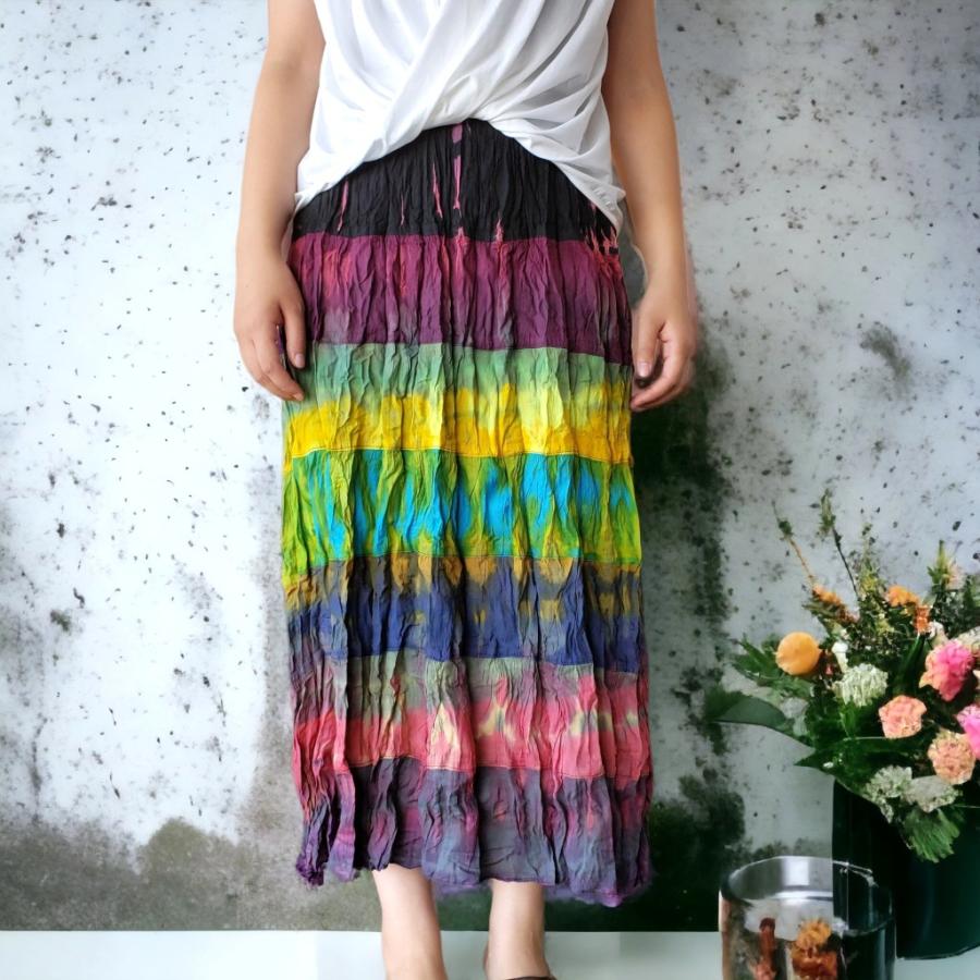 10002559 タイダイ クリンクル ロングスカート タイダイ染め  