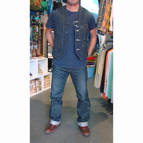 SUGAR CANE/シュガーケーン 9oz WABASH STRIPE WORK VEST 38インチ（Mサイズ）　ネイビー | SUGAR CANE | 04