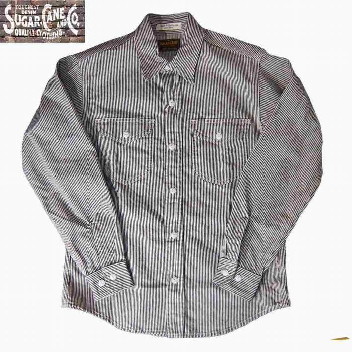 SUGAR CANE/シュガーケーン ヒッコリーストライプL/Sワークシャツ　ネイビー  　 Mサイズ | SUGAR CANE