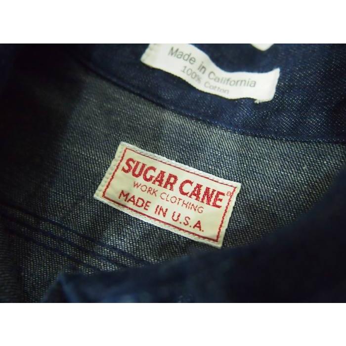 SUGAR CANE/シュガーケーン 8oz.デニムL/Sワークシャツ　ワンウォッシュ　 Mサイズ　ネイビー　送料無料 | SUGAR CANE | 01