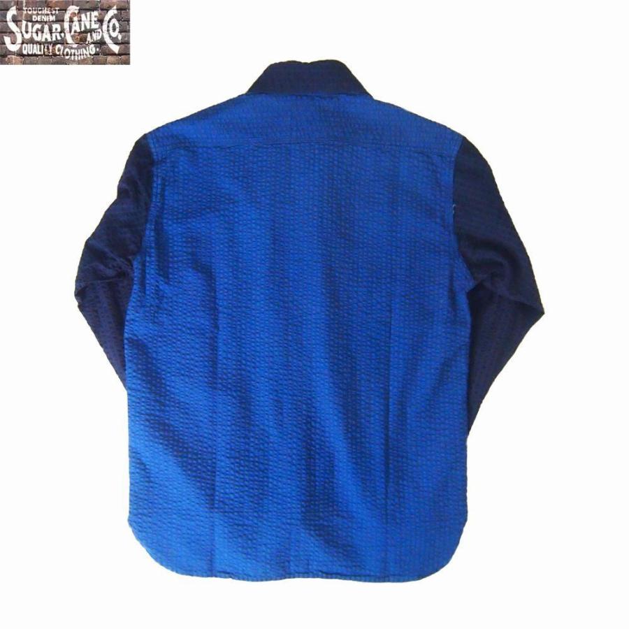 SUGAR CANE　Light/シュガーケーンライト 　インディゴ　サッカークロス　L/S ワークシャツ　 Mサイズ　　クレイジーカラー | SUGAR CANE | 01