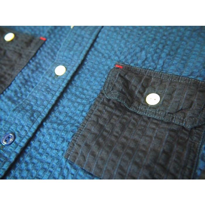 SUGAR CANE　Light/シュガーケーンライト 　インディゴ　サッカークロス　L/S ワークシャツ　 Mサイズ　　クレイジーカラー | SUGAR CANE | 04