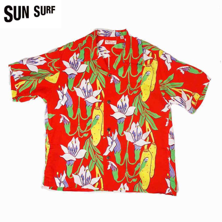SUN SURF/サンサーフ 　ハワイアンシャツ「CANOE TREE」レッド　Mサイズ　 送料無料 | SUN SURF