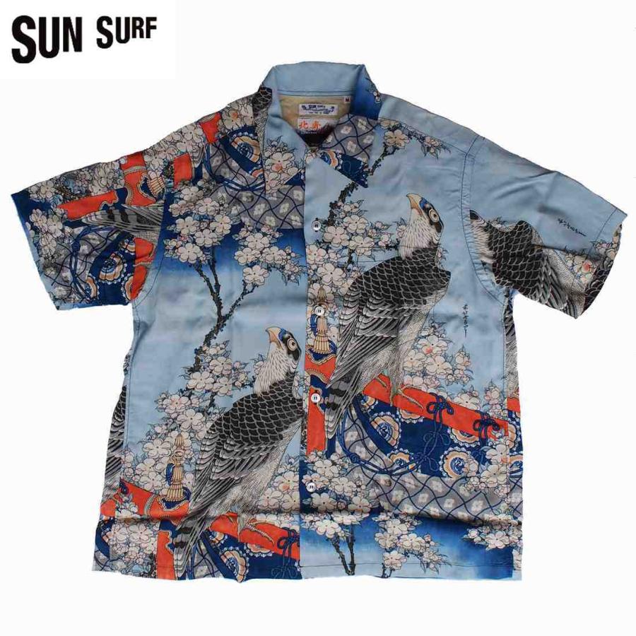 SUN SURF/サンサーフ 　スペシャルエディション　× 葛飾北斎 SPECIAL EDITION 「桜花に鷹図」ブルー　Mサイズ　 送料無料 | SUN SURF