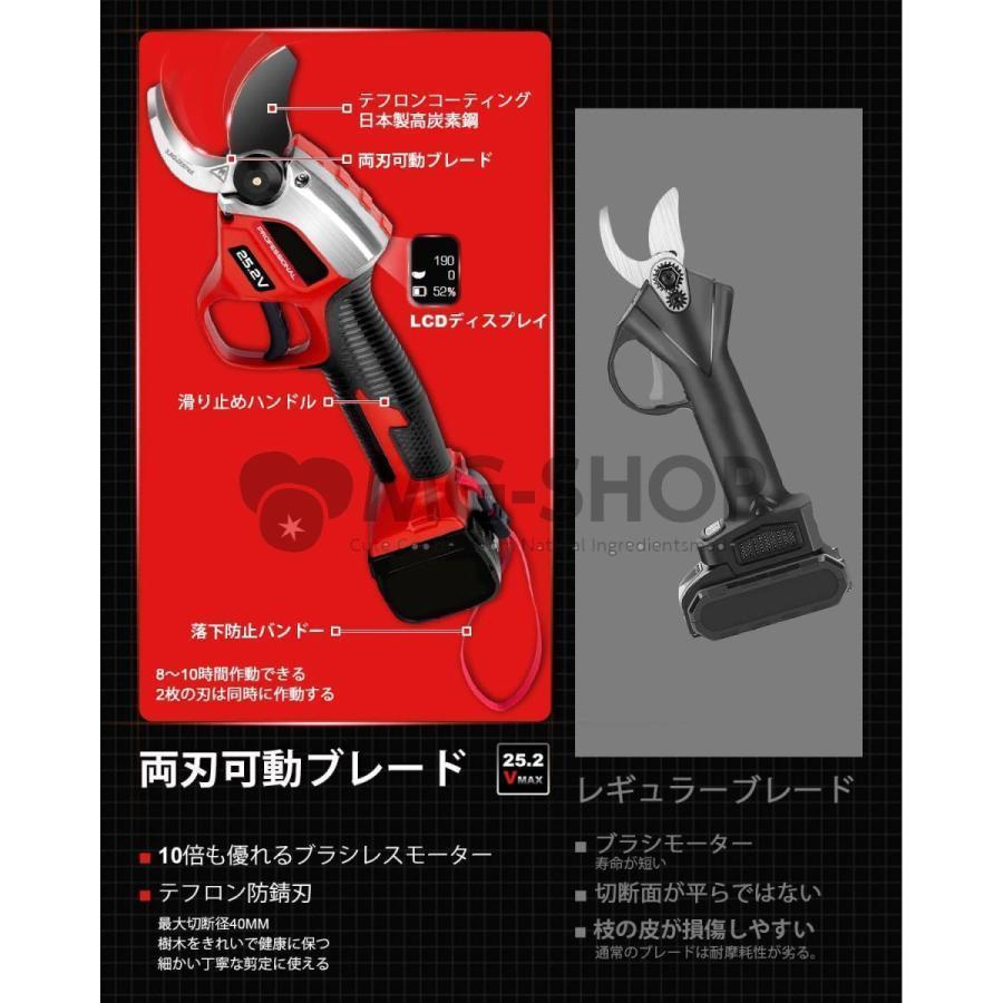 限定品 電動剪定鋏 両刃可動 25.2V コードレス 充電式剪定ばさみ ブラシレスモーター搭載 園芸剪定用具 刃の開きを任意調整可 庭木 果樹 切断径40mm 【DGJ7173268829】(25772円)