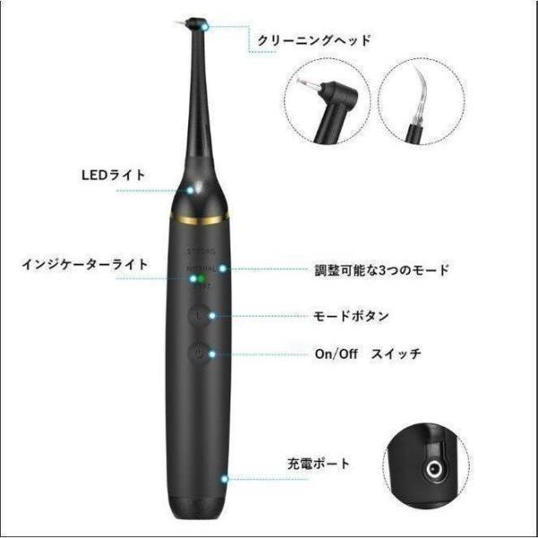 歯石取り 超音波 スケーラー 歯用ツール 電動 歯クリーナー 歯垢 除去 歯垢とり器具 歯石 自分で取る 電動歯ブラシ 口腔洗浄器 USB充電 IPX6防水｜orca7010-store｜03