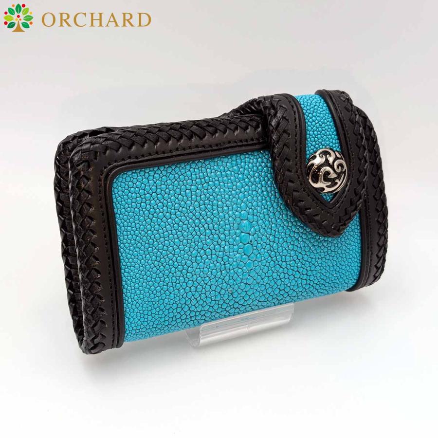 ガルーシャ スティングレイ エイ革 カウレザー ターコイズ 青緑色  