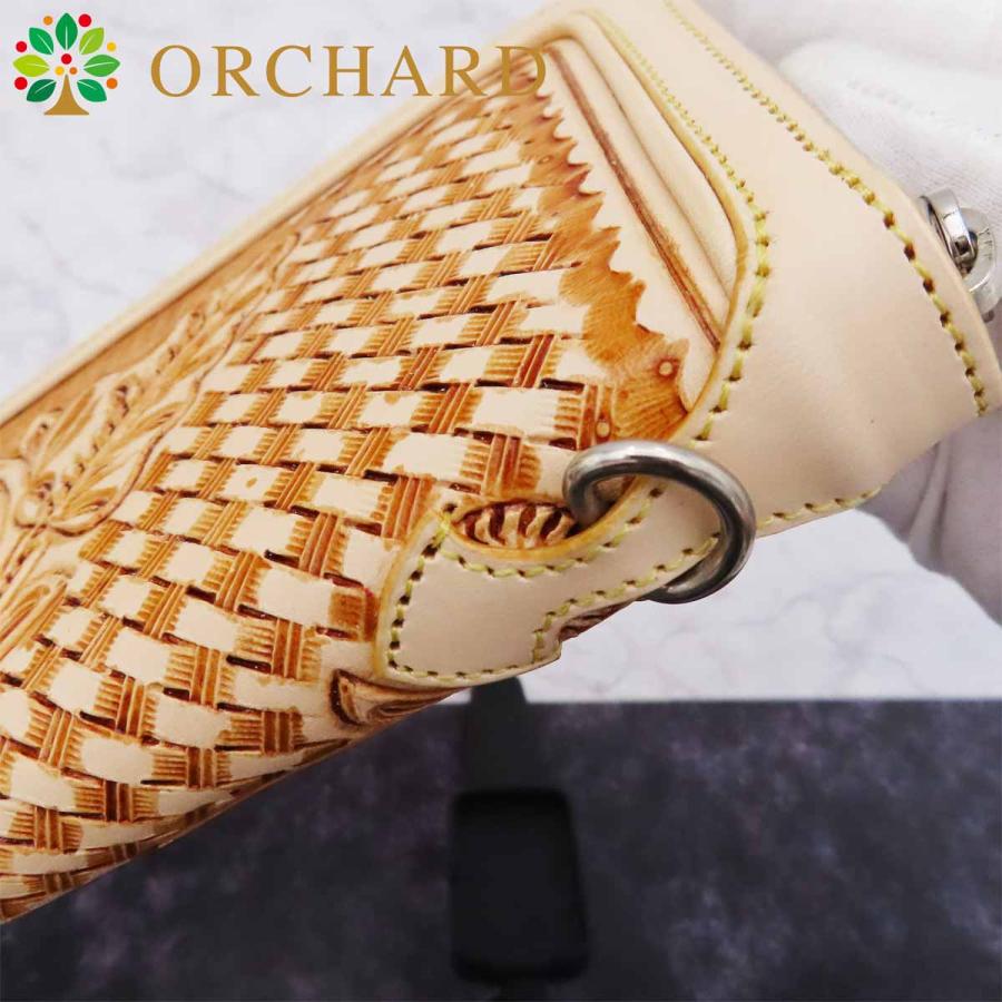 バイカーズウォレット フラワーカービング カウレザー ラウンド