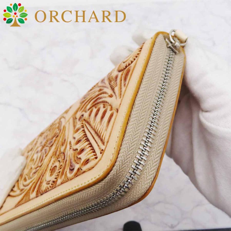 【新品・未使用】カービングウォレット　長財布　ラウンドファスナー　フラワー バイカーズウォレット フラワーカービング カウレザー ラウンド