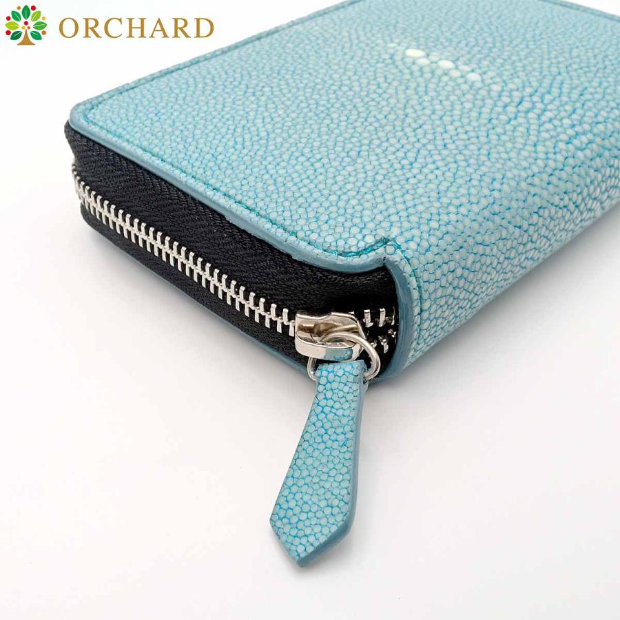 スティングレイ 折財布 ラウンドファスナー ターコイズブルー 水色