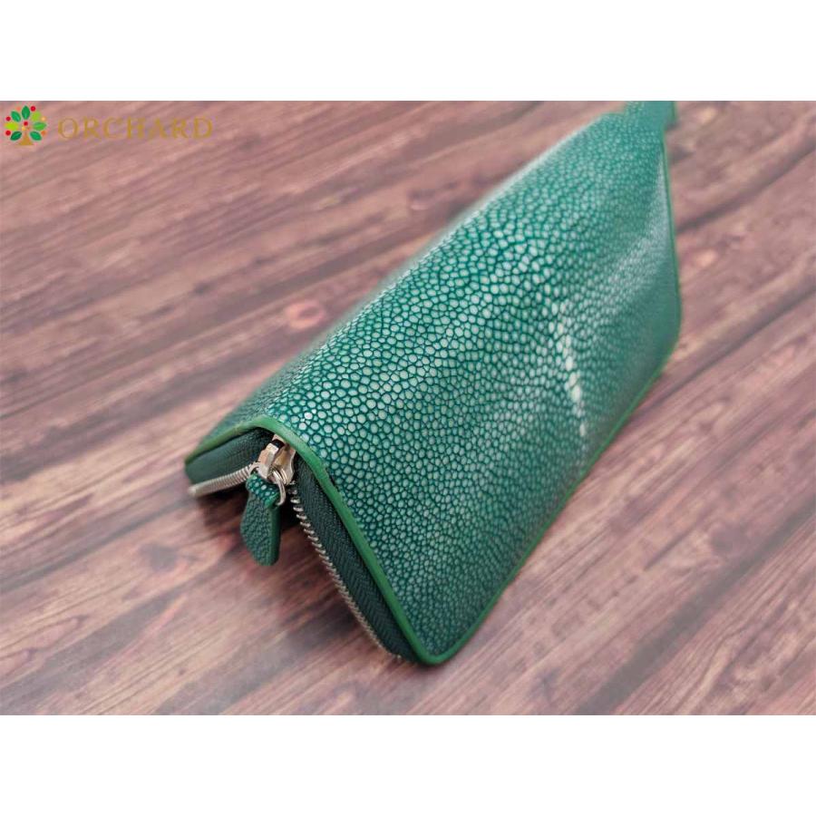 スティングレイ エイ革 ガルーシャ グリーン 緑 牛革 長財布 ロング