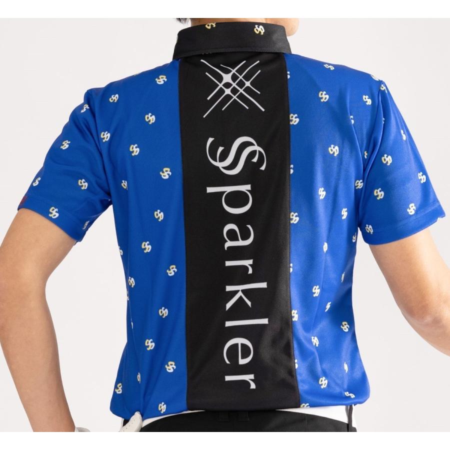 ゴルフウェア ポロシャツ 青 ブルー ボタンダウン オシャレ 速乾 通気