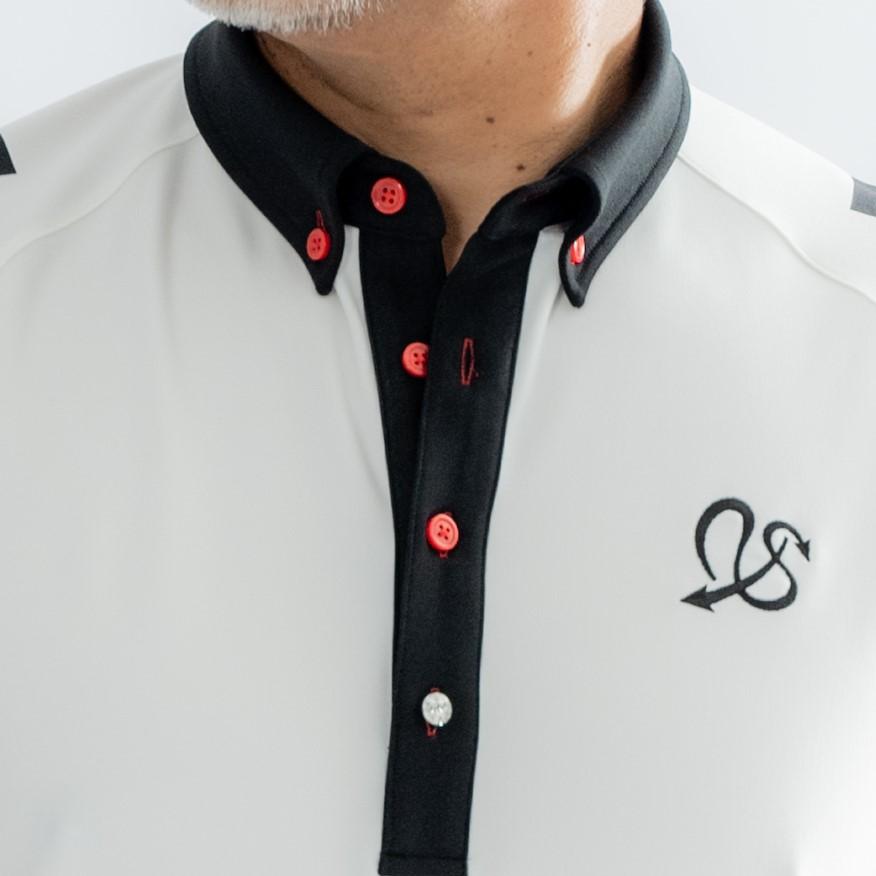 メンズゴルフウェア 白 ポロシャツ ストレッチ素材 撥水  ボタンダウンシャツ シンプル かっこいい｜order-suit-seigaya｜05