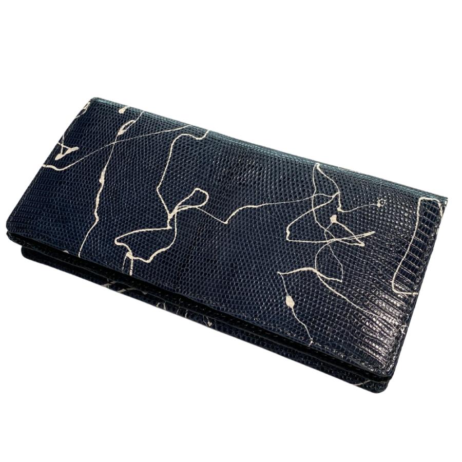 リザード 長財布 ネイビー 一点物 熟練職人 : オーダースーツ清雅屋