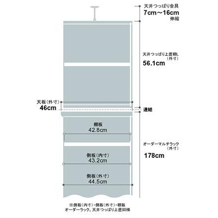 送料無料 本棚 オーダー スリム 突っ張り 薄型 書棚 オフィス マルチラック 送料無料 奥行46cm 高さ241.1〜250.1cm 幅66cm 耐荷重_2